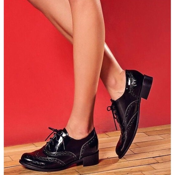 Girotti Italy Custom Made Black Patent Leather Wingtip Brogue Oxfords Sz 39 $449 - Picture 1 of 11
